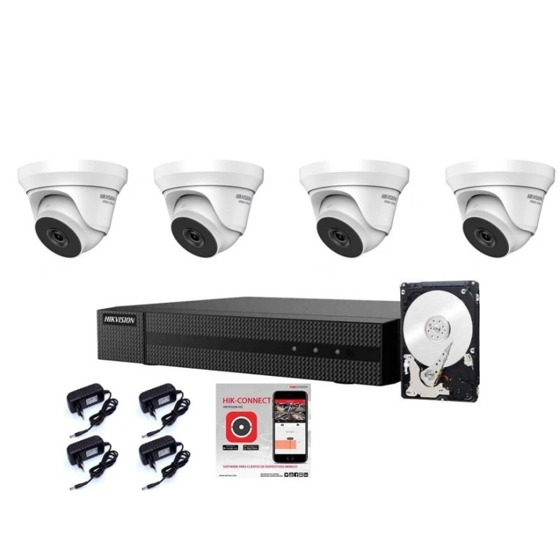 KIT VIDEOSORVEGLIANZA HIKVISION DVR 4 CANALI TELECAMERE DOME IR 40MT HD 1 TB