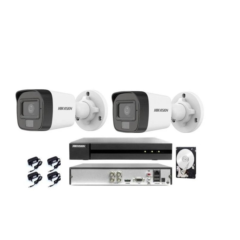 Kit Videosorveglianza HIKVISION DVR 4 Canali 5MP 3K 2 Telecamere Bullet HDD 1TB