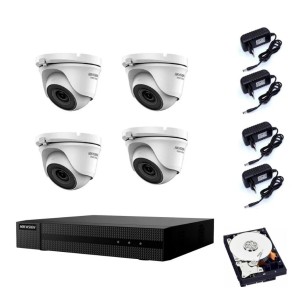 KIT VIDEOSORVEGLIANZA HIKVISION DVR 4 CANALI 4 TELECAMERE DOME 2 MPX HD 500gb