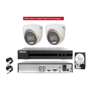KIT videosorveglianza analogico Hikvision DVR 4 canali 2 telecamere colorvu 2 MP