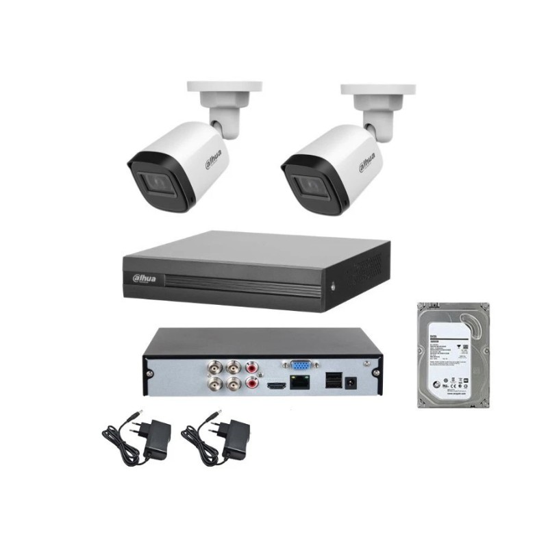 Kit videosorveglianza dahua DVR 2 telecamere bullet 5 MP Full HD hdd 1TB