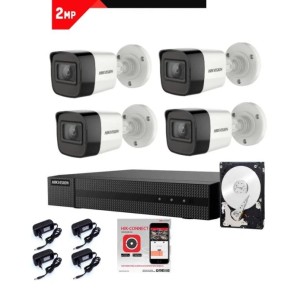 Kit Videosorveglianza Hikvision DVR 4 canali 4 telecamere bullet 2 MP HDD 500GB