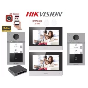 KIT Videocitofono 2 pulsantiere IP Hikvision 2 monitor 7" smart telecamera 2 MP