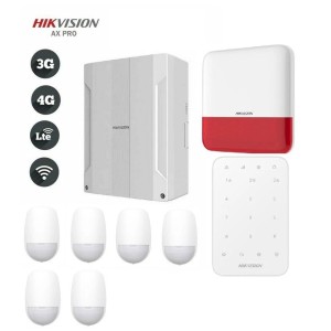 KIT Allarme Antifurto AXPRO Hikvision GSM 16 zone Filari 6 Rivelatori Sirena