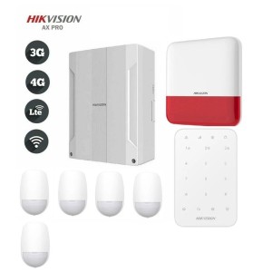 KIT Allarme Antifurto AXPRO Hikvision GSM 16 zone Filari 5 Rivelatori Sirena