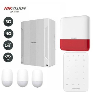 KIT Allarme Antifurto AXPRO Hikvision GSM 16 zone Filari 3 Rivelatori Sirena
