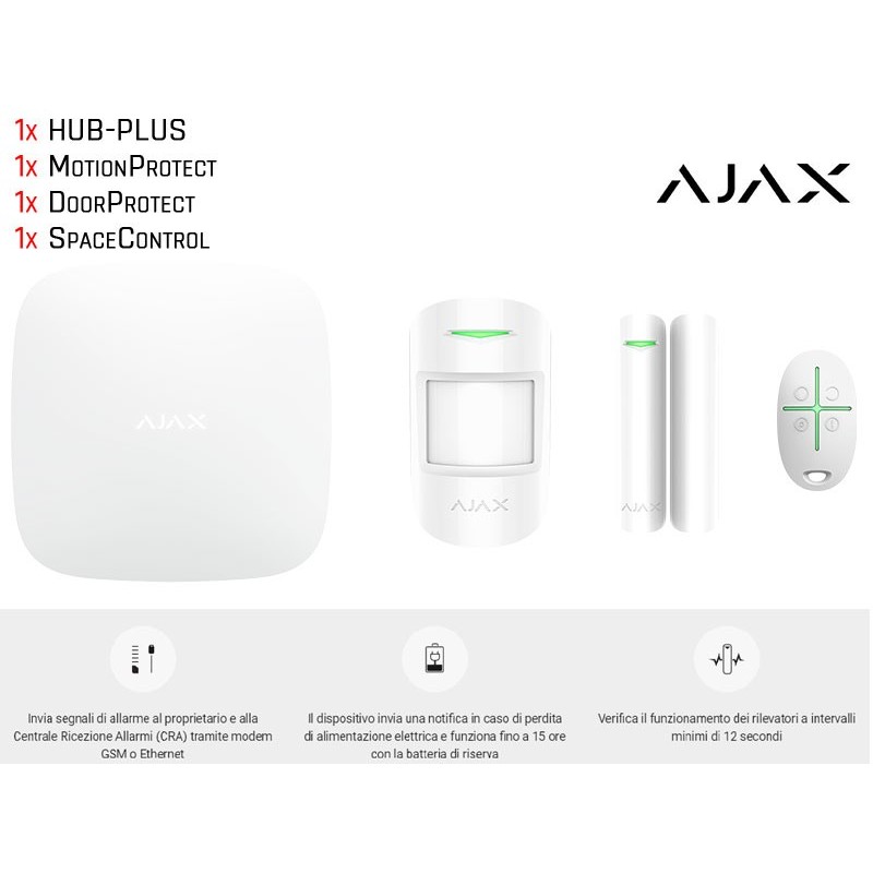 Kit Antifurto Ajax StarterKit 4G Hub 2 4G+ MotionProtect + DoorProtect + SpaceControl