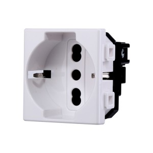 Presa Bivalente Bipasso Schuko 16A Bianca Compatibile con Bticino Matix MT2102