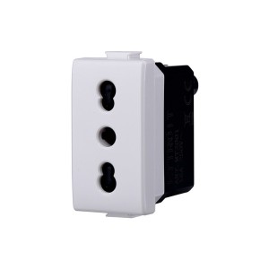 Presa Bivalente Bipasso 2+T 16A Bianca Compatibile Bticino Matix MT2001
