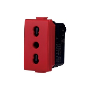 Presa Bivalente Bipasso 2+T 16A Rossa Compatibile Bticino Matix MT2016