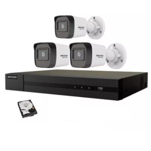 Kit videosorveglianza IP Hikvision Nvr POE 4 Canali 3 telecamere bullet 4 mpx hd