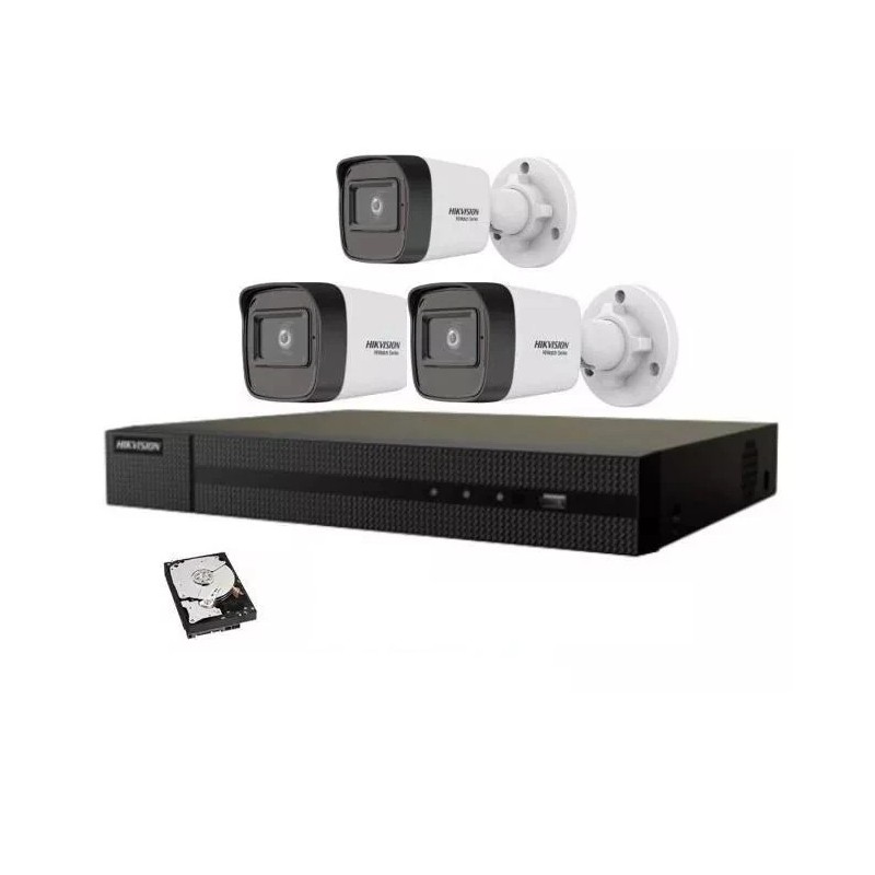 Kit videosorveglianza IP Hikvision Nvr POE 4 Canali 3 telecamere bullet 4 mpx hd