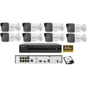 Kit Videosorveglianza Hikvision IP Poe NVR 8 Telecamere Bullet 2 MP HDD 1TB IP67