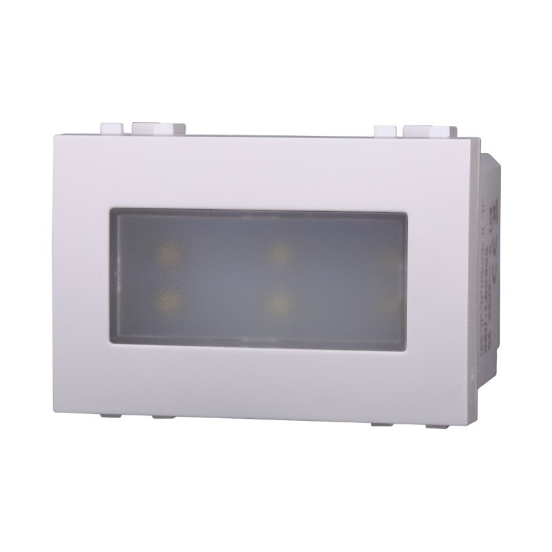 Faretto Lampada 3P Moduli Segnapasso LED 220V ON/OFF Luce Calda 3000K compatibile con Supporto Bticino Living Bianco LB0323