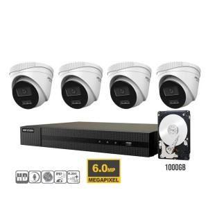 KIT VIDEOSORVEGLIANZA IP POE HIKVISION NVR 8 CANALI POE 4 TELECAMERE DOME 6 MPX